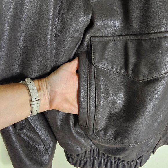 G-III Leather Bomber Jacket XXL Brown Full Zip Map Lining Aviator Pilot MA34112 - Picture 14 of 16